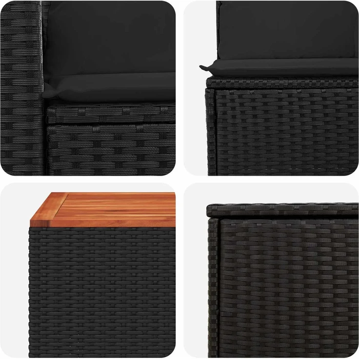 vidaXL Sofa Set 6 stk. Schwarz Polyrattan und Stahl 3447559 – Bild 9