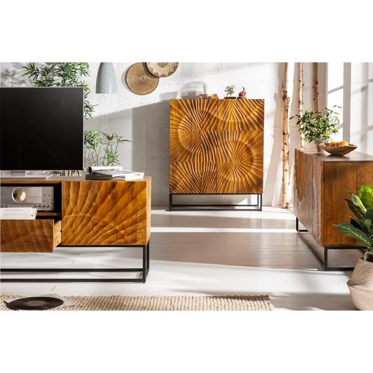 riess-ambiente Sideboard SCORPION 180cm braun / schwarz (Einzelartikel, 1 St), Massivholz · Metall · Kommode · 3D Schnitzereien · Wohnzimmer – Bild 6