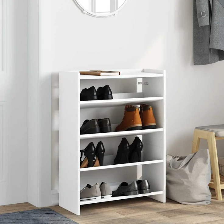vidaXL Schuhregal Weiß 60x25x81 cm Holzwerkstoff 859878 – Bild 2