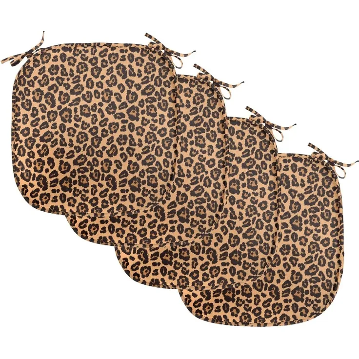Abakuhaus Stuhlkissen Dekoratives wasserfestes Kissen mit Riemen für Küchensitze, Leopard-Druck Orange Exotische Afrikanische