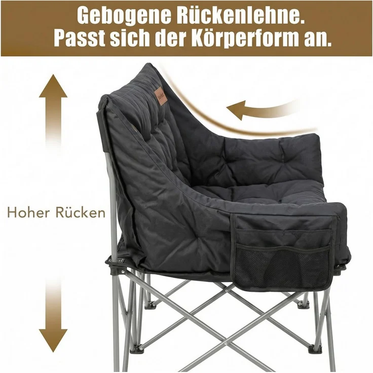 kehot Campingstuhl Faltbarer 2-Sitzer Campingstuhl mit 6 cm Polsterung, 127×94×60 cm (Doppelsitz Outdoor Sofa bis 240kg belastbar, Campingklappstuhl), Klappstuhl mit Oxford-Gewebe,Tragetasche, für Camping Garten Balkon – Bild 2