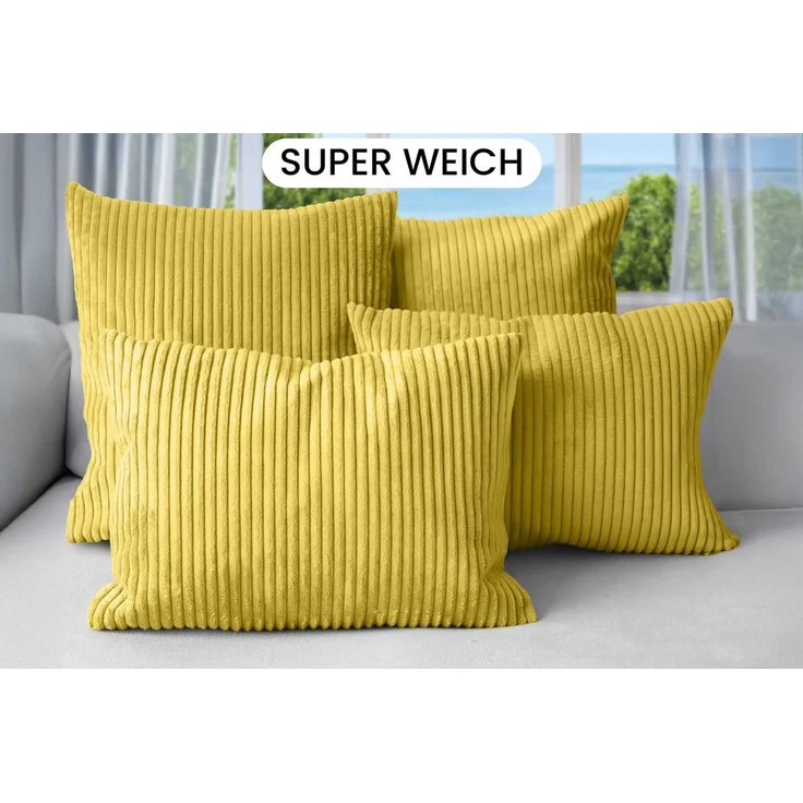 Amilian Dekokissen Sofakissen 4er Set mit Füllung - 2x 45x45 + 2x 35x45 cm, Hotelverschluss, waschbar, formstabil – Bild 2