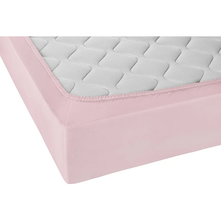 biberna Jersey-Elastic-Spannbetttuch 0077866, rose, 1x 90x190 cm - 100x220 cm – Bild 2