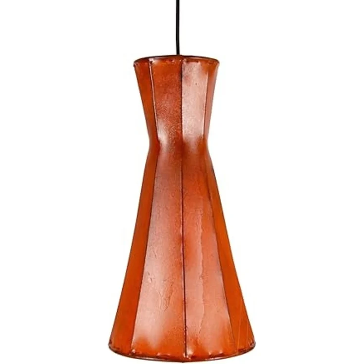 Marrakesch Orient & Mediterran Interior Pendelleuchte Vintage Hängeleuchte Jinjin Orange, Leder & Schmiedeeisen Handarbeit, ohne Leuchtmittel, Handarbeit – Bild 7