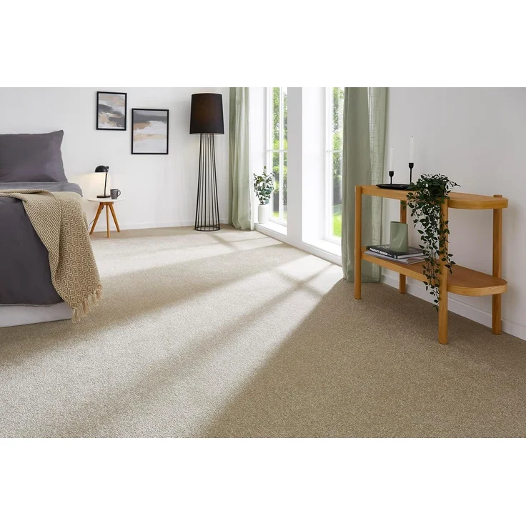 andiamo Teppichboden Izmir für Wohnzimmer und Kinderzimmer - Teppichboden Meterware zum Verlegen - Teppichbelag mit hoher Trittschalldämmung - weicher Teppichboden 400x600 cm Beige