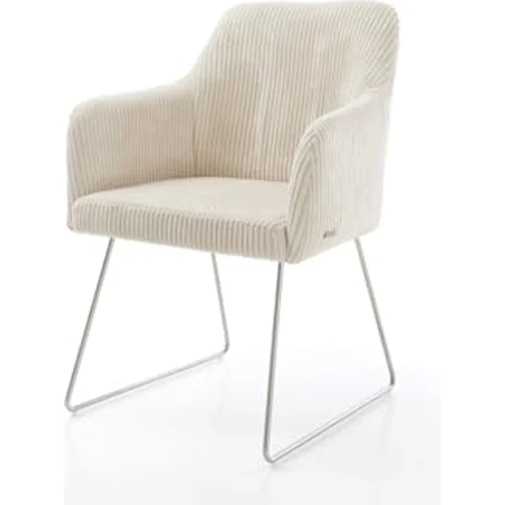 Esszimmerstuhl Greg-Flex Cord Beige Kufengestell Edelstahl Taschenfederkern – Bild 3