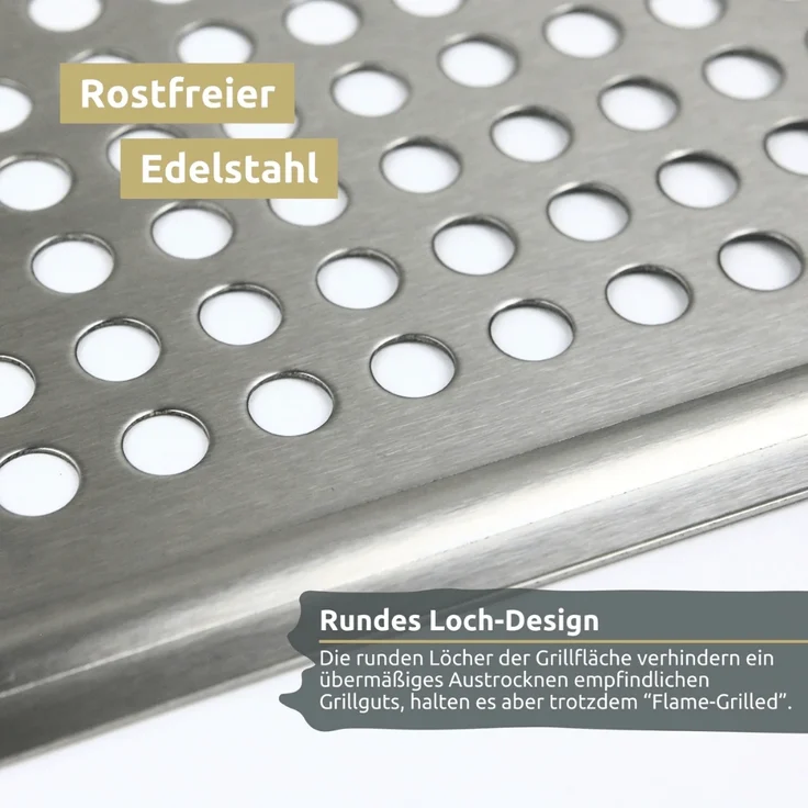 Grillschale Edelstahl für Gasgrill & Holzkohlegrill - 30x40cm | Grillplatte mit Löcher für Grillgemüse Grillzubehör Spülmaschinengeeignet – Bild 4