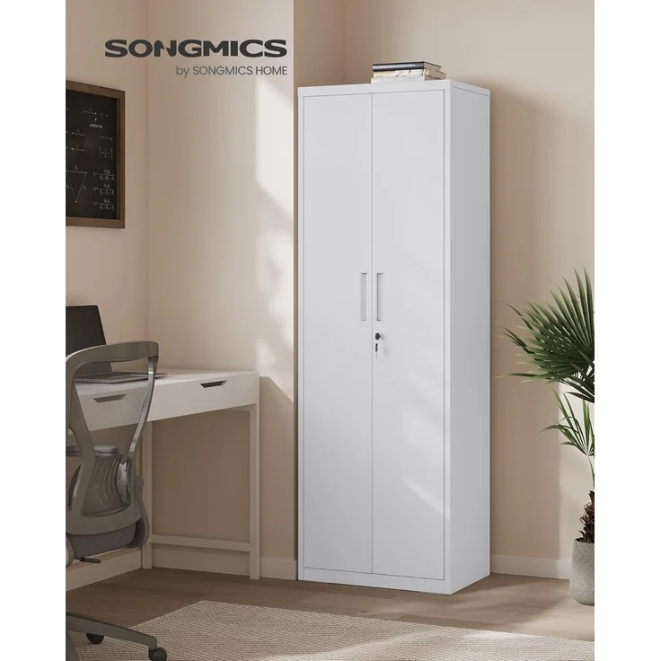 Songmics Aktenschrank mit 5 Ebenen, Stahl hellgrau, 60 x 40 x 180 cm – Bild 2