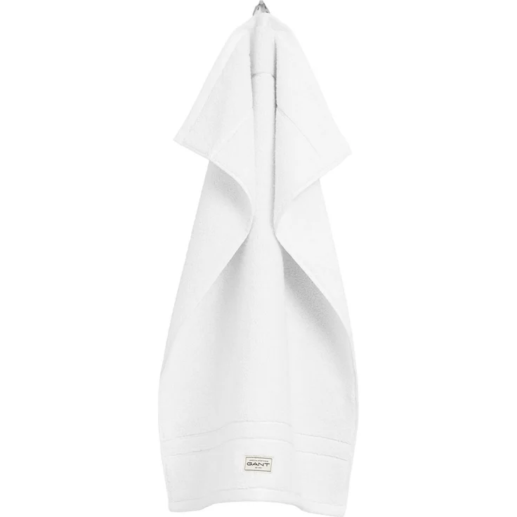 GANT Gästetuch - Premium Handtuch, Frottee, Baumwolle, Logo, uni Weiß 30x50cm – Bild 1