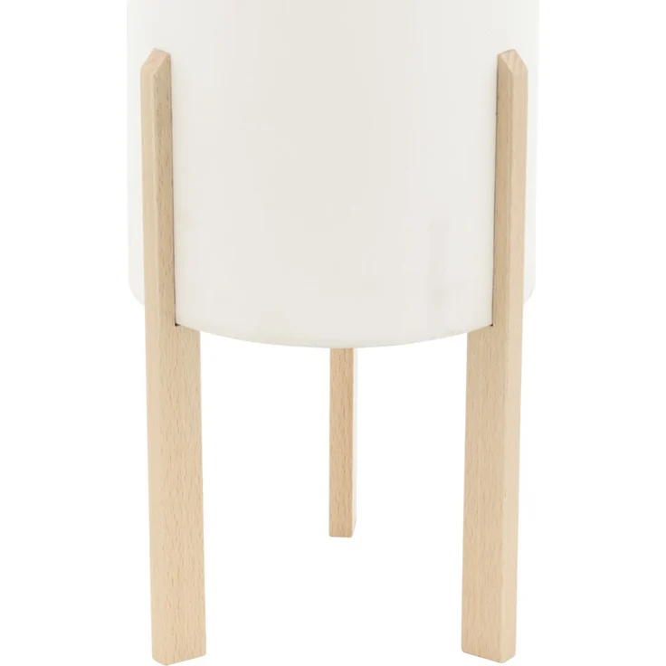 Tischleuchte, Holz, natur, Textilschirm, beige, H 40 cm – Bild 6