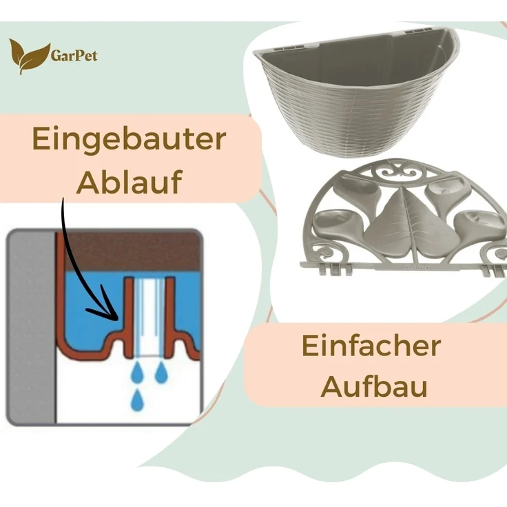 4er Set Blumentopf Wand Blumentopf Wandmontage Wandblumentopf Wandvasen für Pflanzen Pflanzen Wandhalterung Wandtopf Außenbereich 32 cm Weiß Rattan Optik – Bild 4