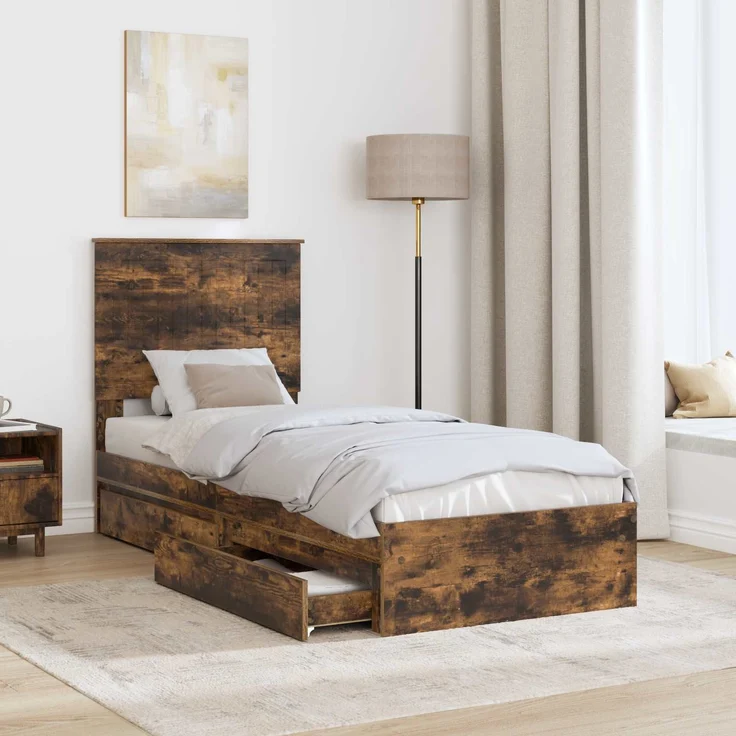vidaXL Aufbewahrungsbett Geräucherte Eiche 75 x 190 cm Holzwerkstoff 3411261 – Bild 2
