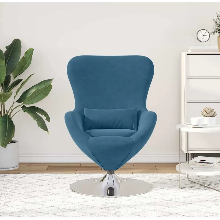 vidaXL Eiersessel Blau Samt 42002723 – Bild 2