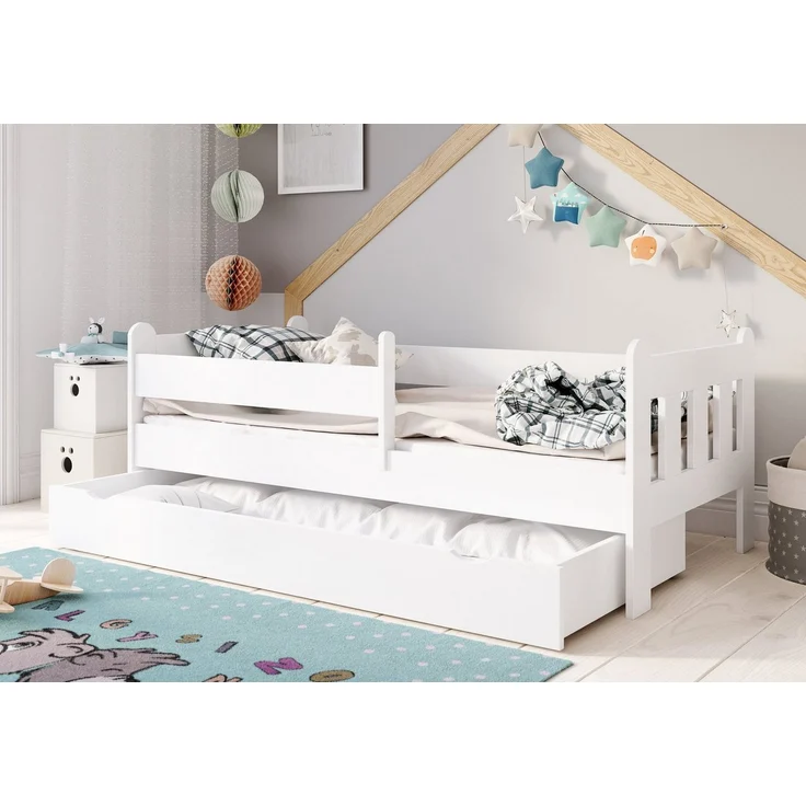 Kids Collective Kinderbett 80x160 | 80x180 | 90x200 cm mit Schublade, Rausfallschutz & Lattenrost in weiß 160x80 Mädchen Jungen Bett – Bild 5