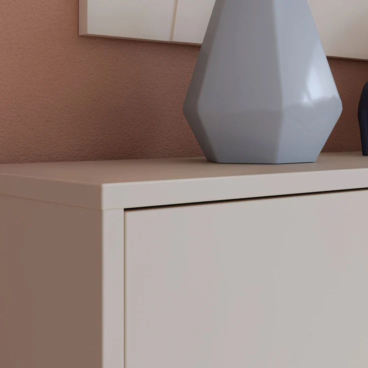 Forte ALICE SPRINGS Schuhschrank 70 80, moderner Flurschrank mit 2 Türen und 4 Einlegeböden, Holzwerkstoff, Kaschmir/Beige, 74,5 cm breit x 99,1 cm hoch x 34,9 cm tief – Bild 1