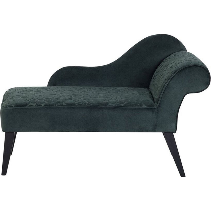 Chaiselongue Samtstoff grün Blättermuster rechtsseitig BIARRITZ