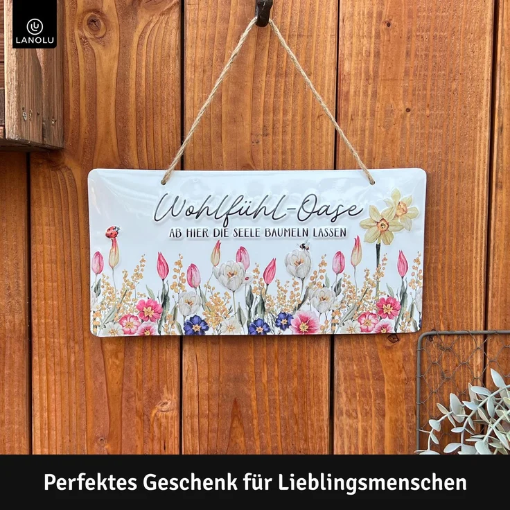 LANOLU Blechschild Wohlfühloase - 16x32cm – Metall – Mehrfarbig – 16103 – Bild 2