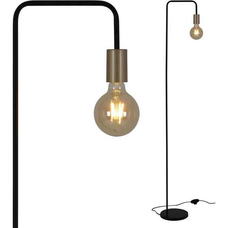 näve Stehlampe Modo, ohne Leuchtmittel, E27 max. 40W, schwarz/gold, Fußschlater, h: 150cm, b: 20,5cm