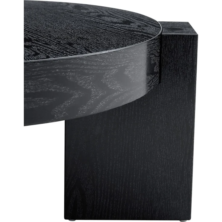 DESVIAE Couchtisch-Set 2-tlg. mit Sicherheitsglas, Ø61x30 cm, MDF in Schwarz Holzoptik – Bild 9