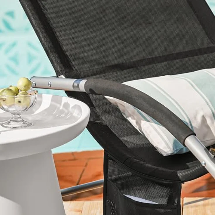SoBuy Gartenliege OGS28x2, 2-er Set Swingliege Schaukelliege Sonnenliege Liegestuhl mit Tasche – Bild 8