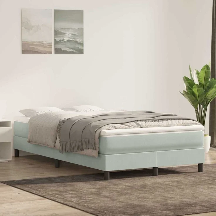 vidaXL Boxspringbett ohne Matratze Hellgrau 120x210 cm Samt 3315819 – Bild 4