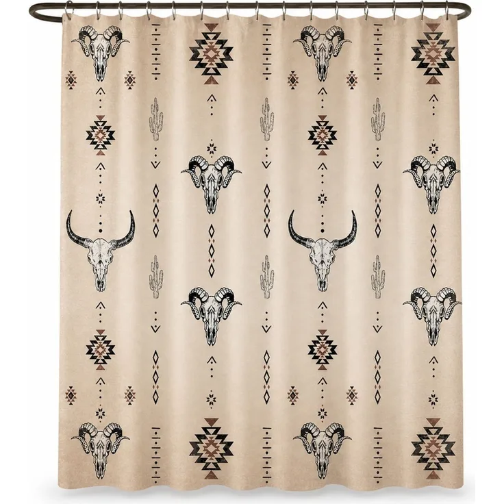 Wasserdichter Duschvorhang im Western-Design Beige 90 x 180 cm