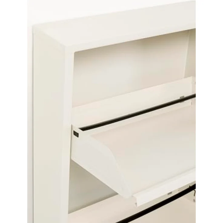 Kare Design Schuhschrank Caruso, Creme, Stahl, mit 3 Klappen, Schuhablage für 6 Paar Schuhe, schmal, platzsparend, hoch, Schuhregal, Eingangsbereich, 104 x 50 x 15 cm (H/B/T) – Bild 8
