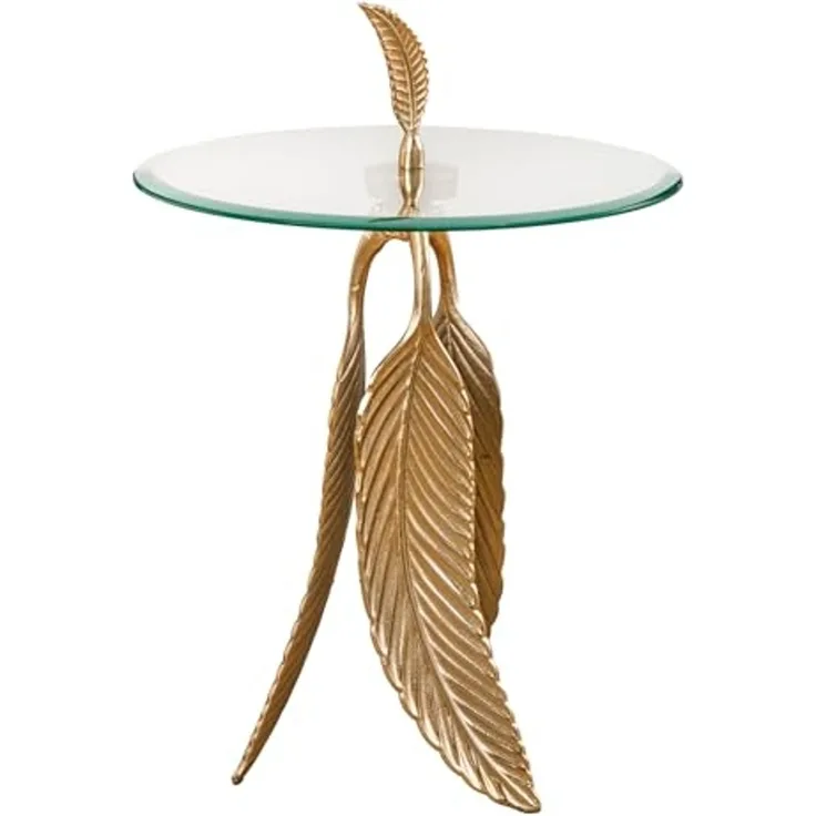 riess-ambiente Beistelltisch FEATHER 65cm gold (Einzelartikel, 1-St), Wohnzimmer · Glas · Metall · rund · Handarbeit · Modern Design