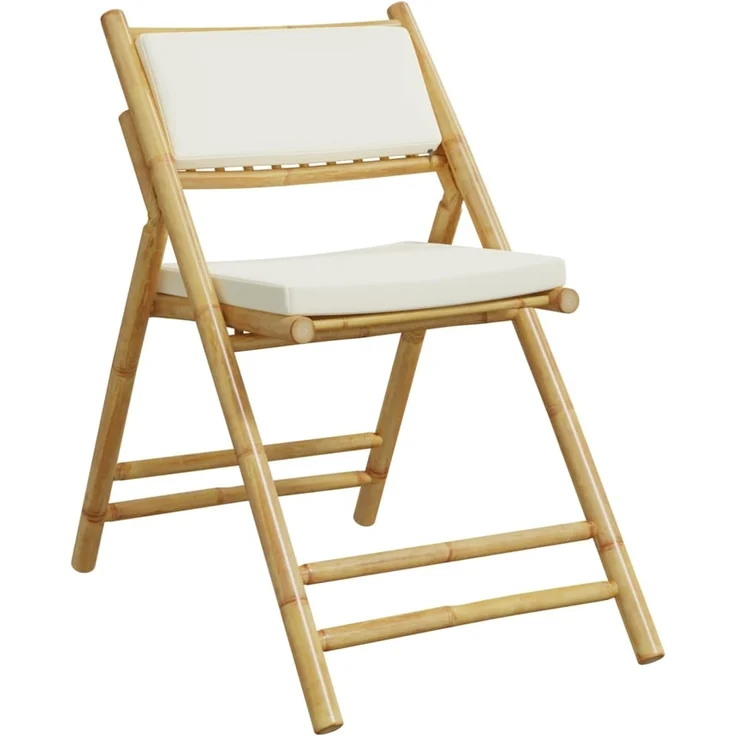 vidaXL Bistrostühle 4 Stk. Klappbar mit Cremeweißen Kissen Bambus 3208923 – Bild 2