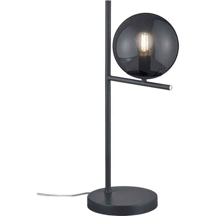 Nachttischleuchte, anthrazit, Metall, rauchfarben, H 52cm