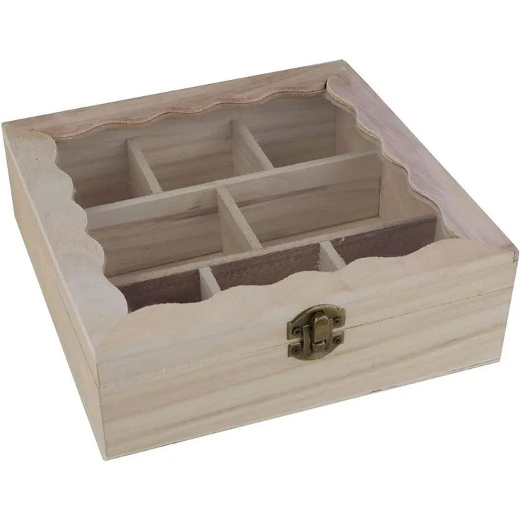 Teebox Holz 8 Fächer Teebeutelbox Teedose Kasten Teeaufbewahrung Verriegelung