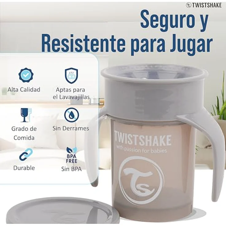 Twistshake 2x Auslaufsicherer Baby 360 Trinkbecher mit Silikondichtung - 230ml | Trainingsbecher für Kinder | Trinkflasche | BPA-Frei | Rosa Grau – Bild 3
