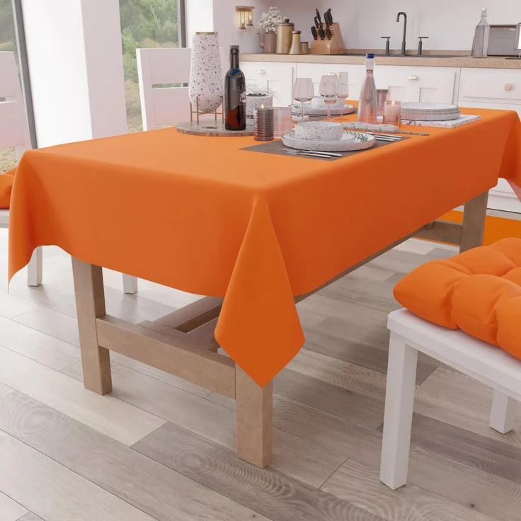 Petti Artigiani Italiani - Tischdecke, Küchentischdecke aus Baumwolle, einfarbig, quadratisch, Orange, für 4 Plätze (140x140 cm)