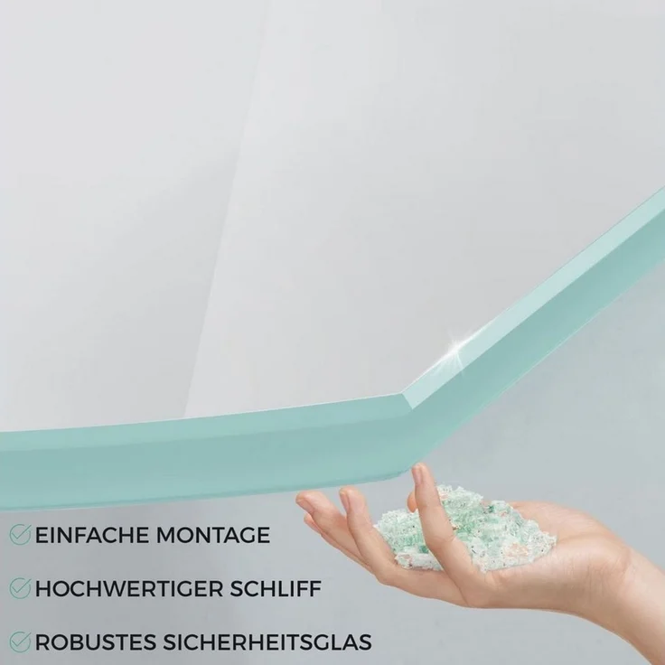 bonsport Badregal Glas Regal, Glasregal Milchglas halbrund 25.4 x 14 x 0.6 cm – Bild 2
