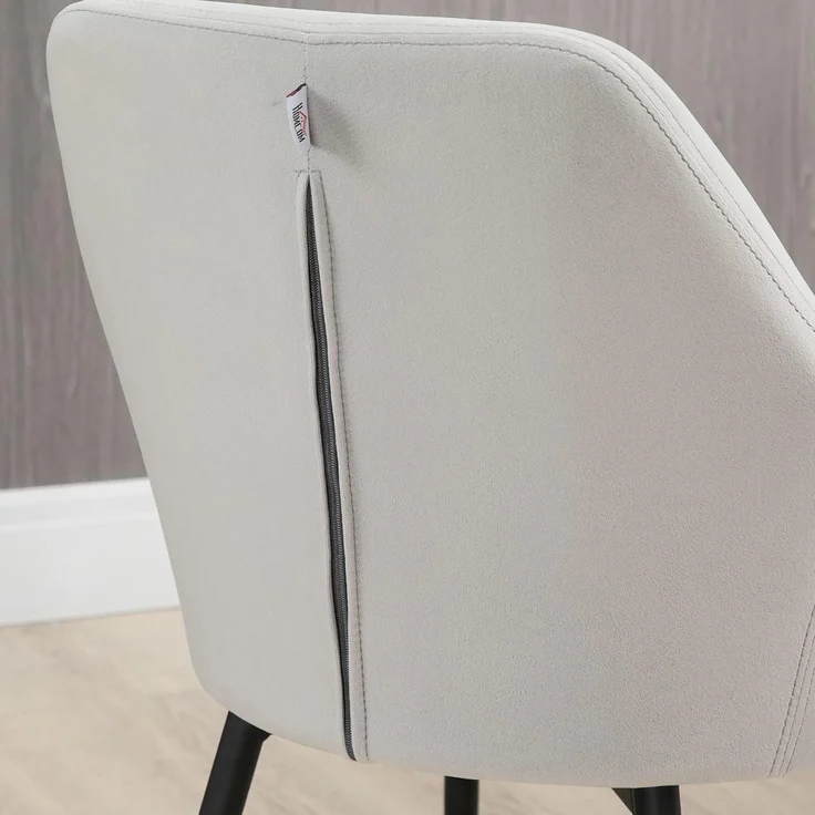 HOMCOM Esszimmerstuhl mit geschwungener Rückenlehne und Armlehnen, gepolstertem Sitz (Wohnzimmerstühle, 2 St), 120 kg Belastbar, Hellgrau – Bild 8