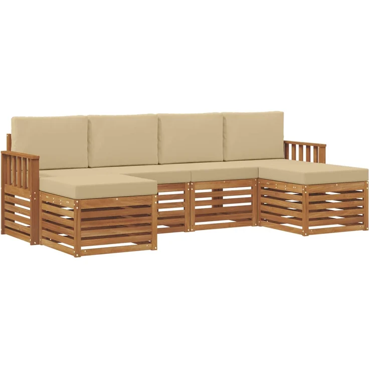 vidaXL Outdoor-Sofagarnitur 6 stk. 6-Sitzer Natur und Beige 3375243 – Bild 2