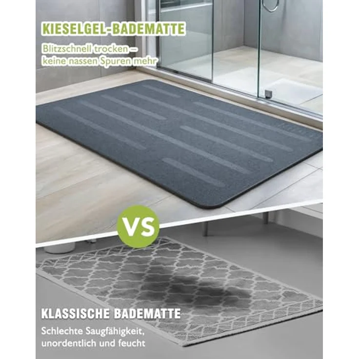 Ribelli Kieselgur Badematte rutschfest 60x39 cm, Duschvorleger Badvorleger Schnelltrocknend, 100% Natürlich Stein Bodenmatte, Bad Matte Super Saugfähig Badezimmermatte – Bild 6