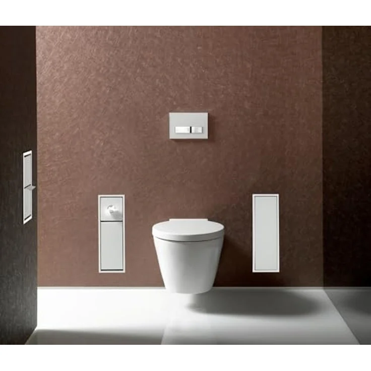 Emco Asis 150 Unterputz-WC-Papier-Modul, Badezimmerschrank mit Toilettenpapierhalter für unsichtbaren Stauraum, Hochschrank mit 2 Fächern aus Aluminium, optiwhite – Bild 4