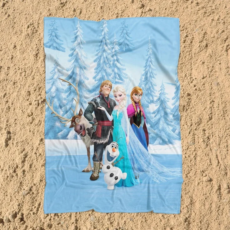 BERONAGE Tagesdecke Frozen Die Eiskönigin Decke Sven Rentier 130x170 cm Coral Fleecedecke, passend zur Bettwäsche, ideal für Sofa, Couch, Bett, Auto, Camping – Bild 4