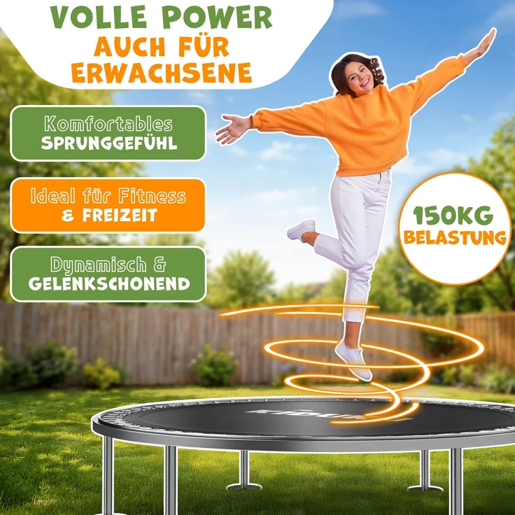 KIDUKU® Trampolin Sprungtuch, Ersatz Sprungmatte, UV-Beständig & Wetterfest, 72 Ösen, 60g/m² PP, Ø 305 cm – Bild 5