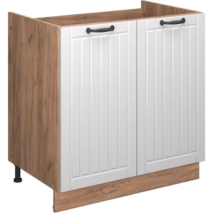 Spülenunterschrank Fame-Line Weiß Landhaus 80 cm , AP Marmor Vicco – Bild 1