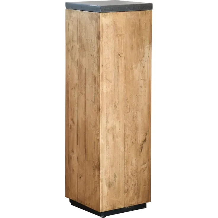VIVANNO Blumenständer Podest Säule Dekosäule Recycling Holz, Hellbraun