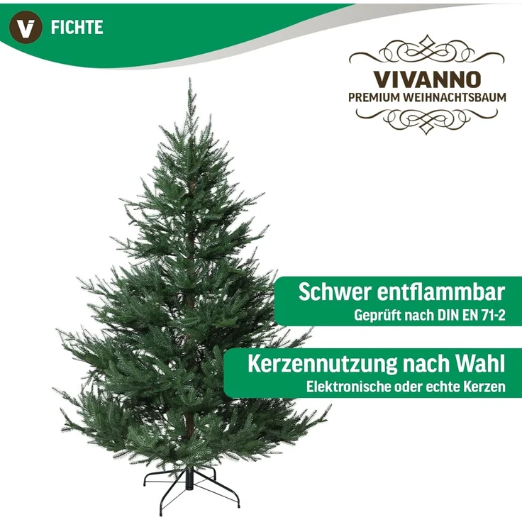 VIVANNO Künstlicher Weihnachtsbaum Künstlicher Weihnachtsbaum Premium Fichte, 120 cm hoch, Fichte – Bild 4