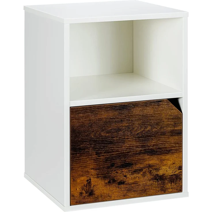 COSTWAY 2er Set Nachttische Holz, Beistelltisch mit mit offenem Regal & Türschrank, 3 Ebenen Kaffeetisch, Sofatisch für Wohnzimmer, Schlafzimmer, Arbeitszimmer, Büro wei? – Bild 9