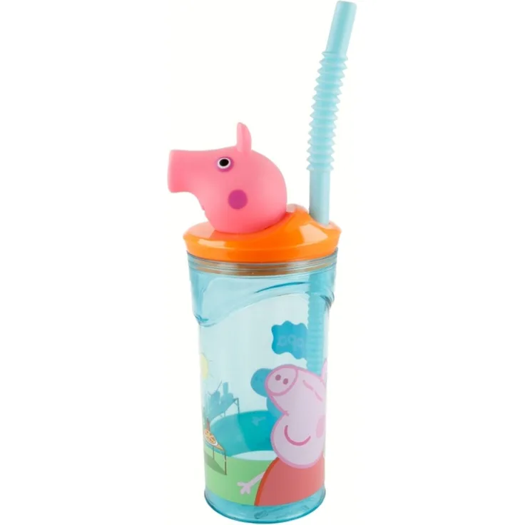 Stor Peppa Pig Trinkbecher – 3D Kinderbecher & Strohhalmbecher 360 ml