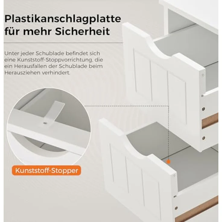 Sweetcrispy Badezimmerschrank 24 Inches Hoch Modern, mit 4 Schubladen & 1 Tür, Hochglanz Weiß mit Einboden & Großem Stauraum, Schmale Badkommode, Badezimmer Kommode – Bild 6