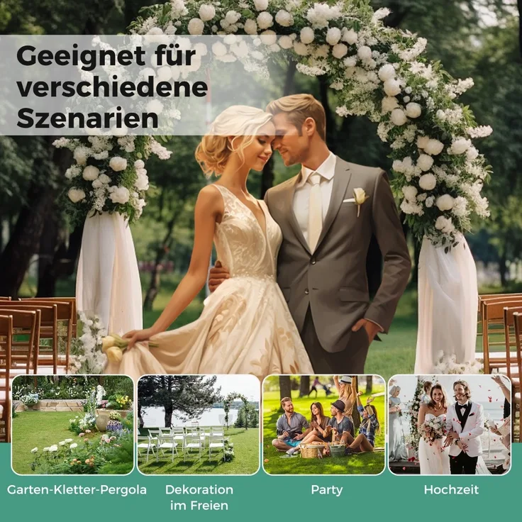 Rosenbogen Metall Gartenbogen für Kletterpflanzen Rankbogen für Hinterhof Hochzeit Party 143 x 40 x 234 cm