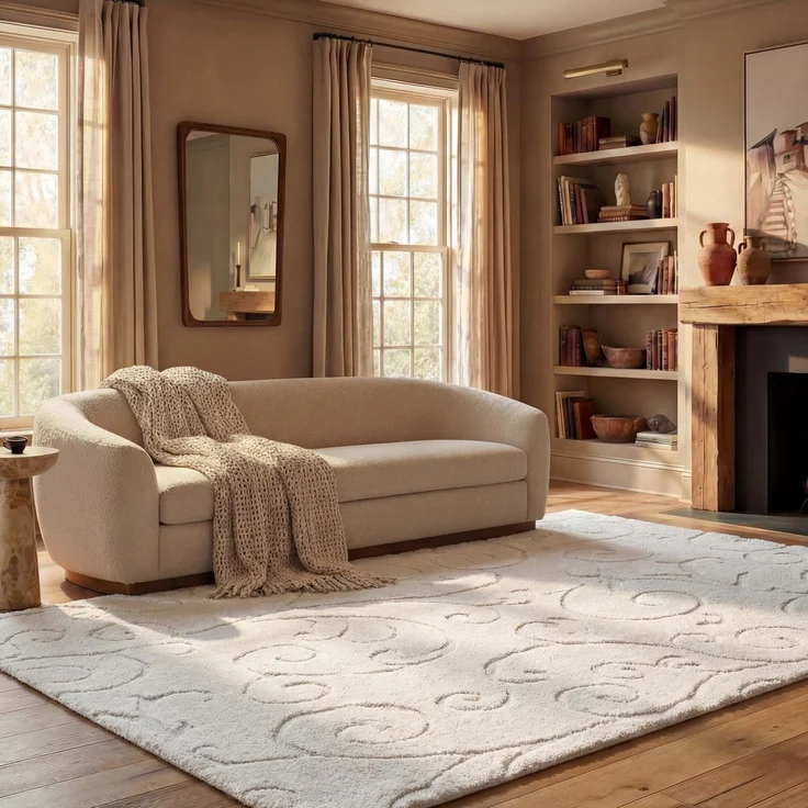 SAFAVIEH Zottelig Teppich für Wohnzimmer, Esszimmer, Schlafzimmer - Florida Shag Collection, Hoher Flor, Creme und Creme, 183 X 274 cm