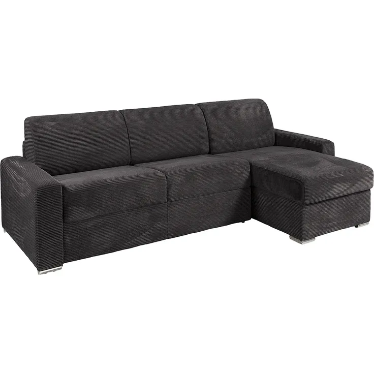 Vente-unique - CALITO Sofa SamtStoff Grau - B 223 cm152 cm x H 85 cm x L 298 cm – Bild 2