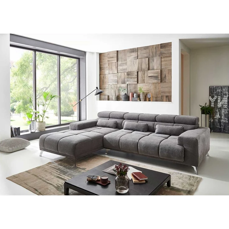 Komfort-Wohnlandschaft Salzburg / Speed, Stoff, Grau, 285 x 79 x 120 cm – Bild 2